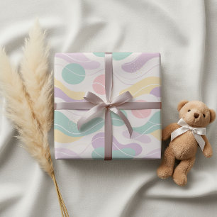 Pastel Abstract Seamless Pattern Waves and Circles Wrapping Paper