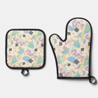 Pastel Abstract Shapes Pattern Design Oven Mitt & Pot Holder Set