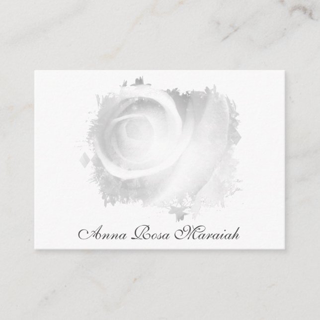 *~ Pastel Abstract Silver Grey ROSE Business Card (Front)