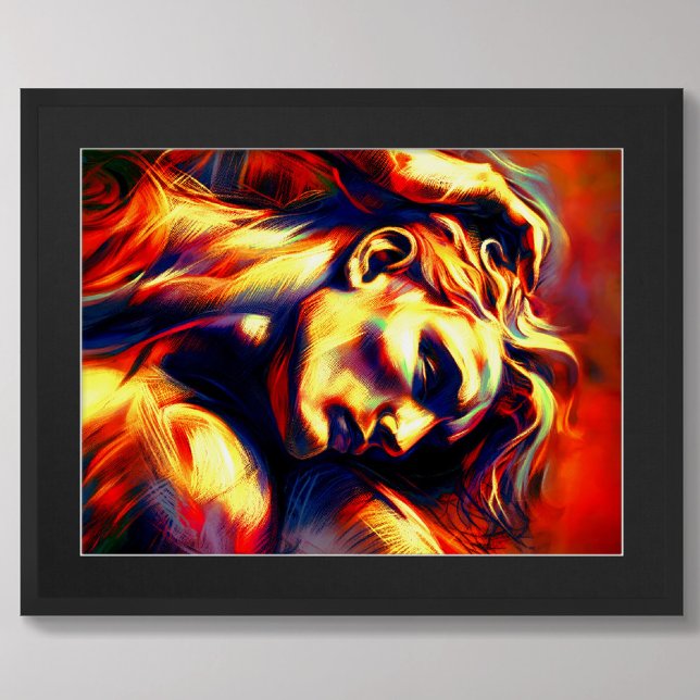 Pastel Abstract Sketch Reclining Man Yellow Orange Poster (Creator Uploaded)