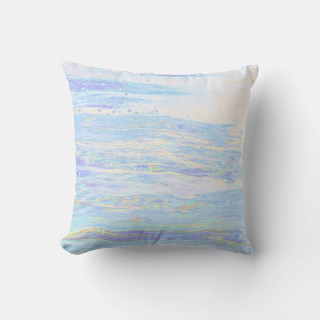 *~* Pastel Abstract Turquoise Baby Blue White Cushion (Front)
