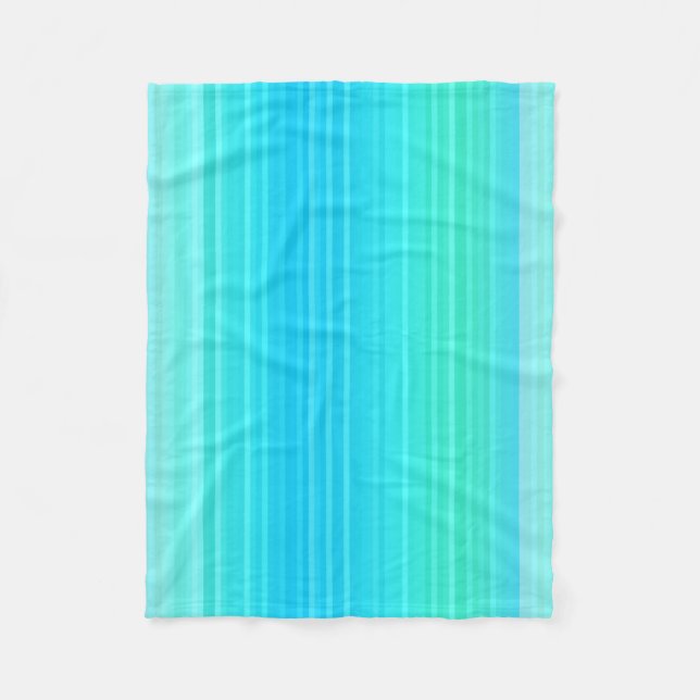 Pastel Abstract Turquoise Blue Green Stripes Fleece Blanket (Front)