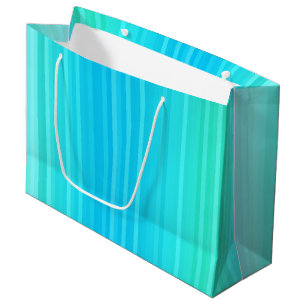 Pastel Abstract Turquoise Blue Green Stripes Large Gift Bag