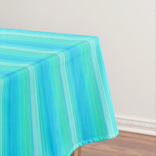 Pastel Abstract Turquoise Blue Green Stripes Tablecloth