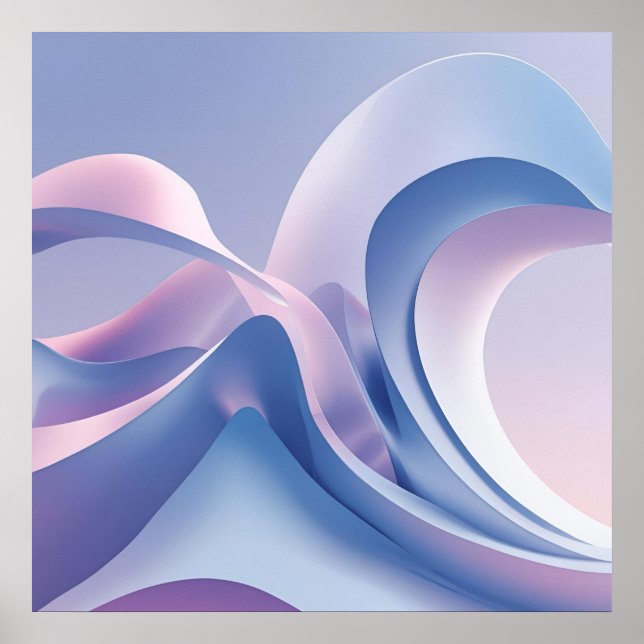 Pastel Abstract Wave Art – Soothing Digital Design Poster (Front)