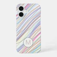 Pastel Abstract Wavy Stripes and Lines Monogram