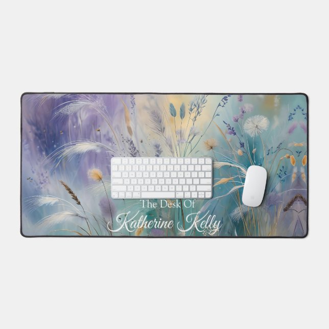 Pastel Abstract Whispers of Nature, Grasses Desk Mat (Keyboard & Mouse)