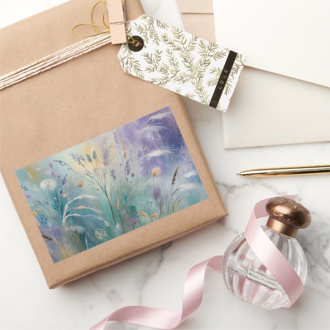 Pastel Abstract Whispers of Nature, Grasses II Rectangular Sticker (Gifting)