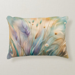Pastel Abstract Whispers of Nature, Grasses III Decorative Cushion