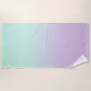 Pastel Aesthetic Mint And Lilac Gradient Ombre Beach Towel