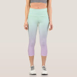 Pastel Aesthetic Mint And Lilac Gradient Ombre  Capri Leggings<br><div class="desc">Dreamy delicate gradient ombre design in pastel aesthetic light magical mint colour and light purple violet lilac colour. Soft gradient colour transition. Mint gradient home decor,  mint gradient ombre home decor theme design.</div>