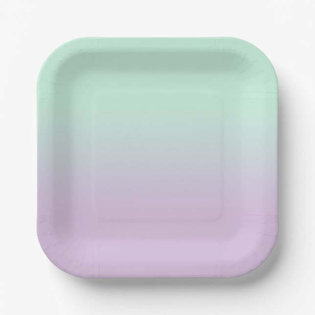 Pastel Aesthetic Mint And Lilac Gradient Ombre   Paper Plate (Front)