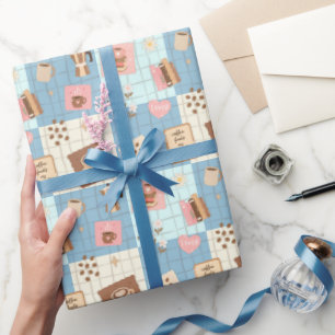 Pastel Aesthetic Patchwork Seamless Pattern Wrappi Wrapping Paper