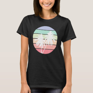 Pastel Aesthetic Sunset Rainbow Palm Tree Retro Va T-Shirt