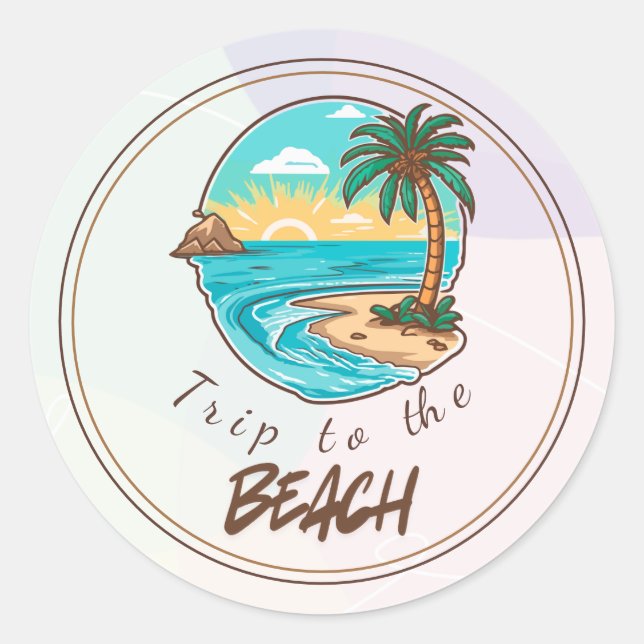 Pastel Aesthetic Vacation Travel Sticker  (Front)