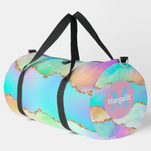 Pastel Agate Rainbow Holographic Large Duffel Bag