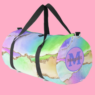 Pastel Agate Rainbow Holographic Large Duffel Bag