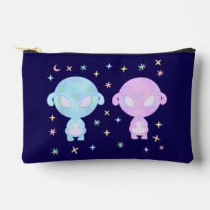 Pastel Alien Twin Sisters   Cute Cosmic Kawaii Accessory Pouch