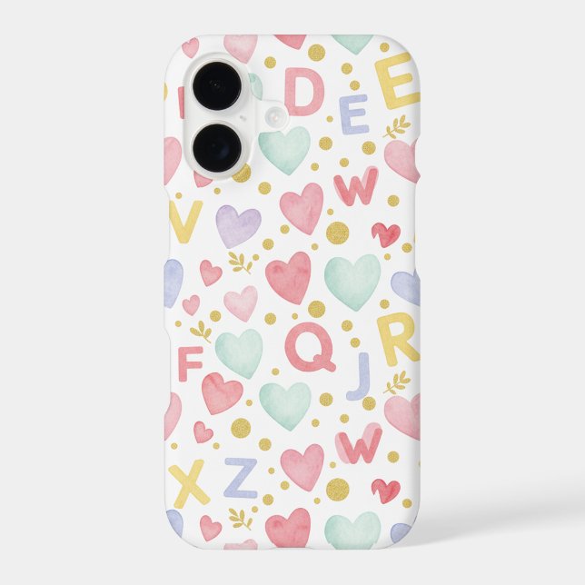 Pastel Alphabet & Watercolor Heart Pattern (Back)
