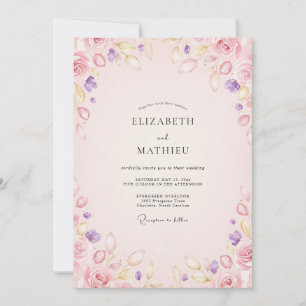 Pastel Amethyst Blossom Wedding Invitation