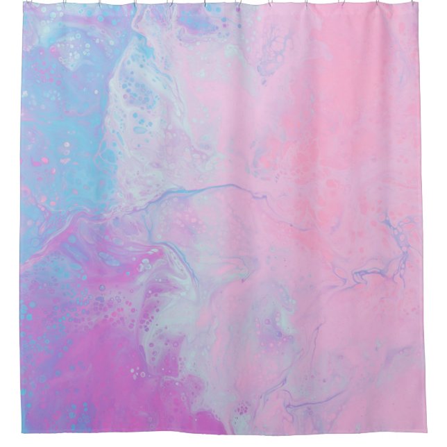 PASTEL AND BLUE PAINT SHOWER CURTAIN (Front)