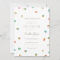 Pastel and Faux Copper Polka Dots Baby Shower