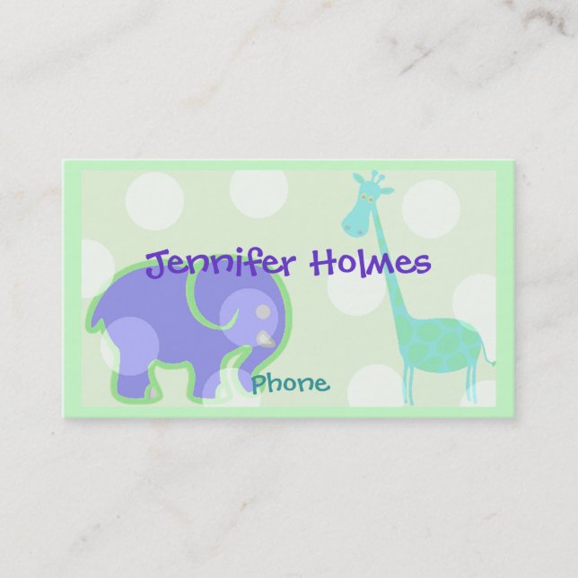 Pastel Animal Children's Calling Card (Front)