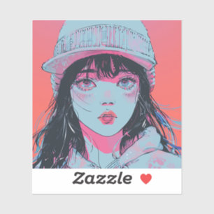 Pastel Anime Girl in Beanie Art