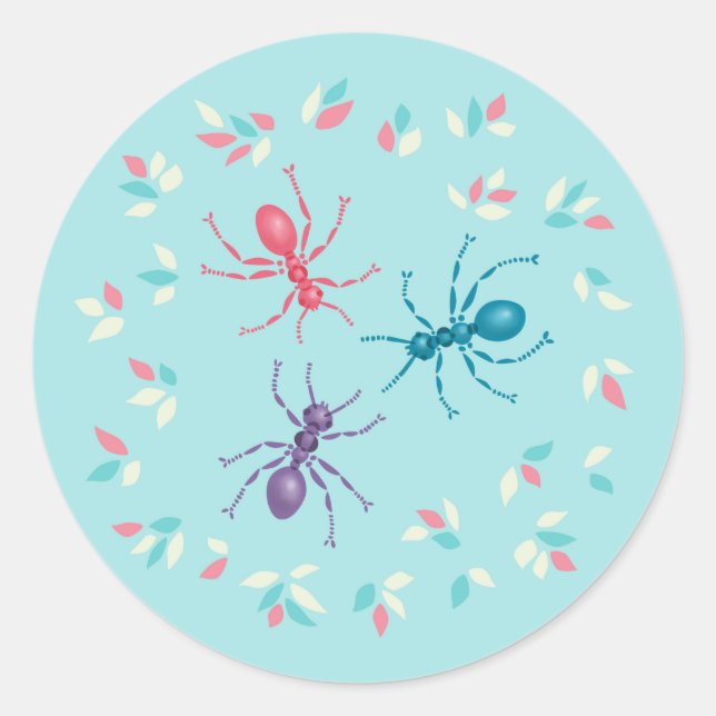 Pastel Ants Insect Lover Classic Round Sticker (Front)