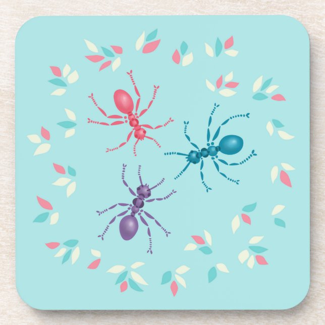 Pastel Ants Insect Lover Coaster (Front)