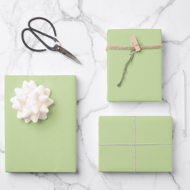 Pastel Apple Green Solid Colour  Wrapping Paper Sheet (Front)