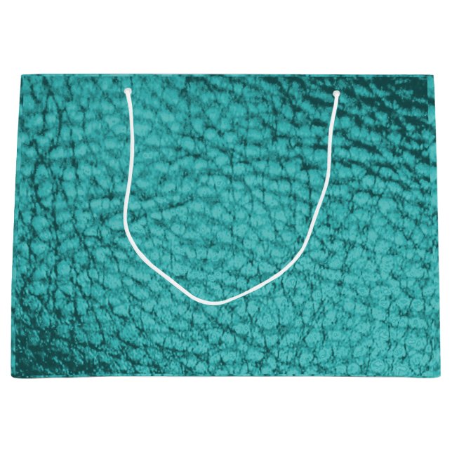 Pastel Aqua Faux Leather Tissue Paper Large Gift Bag (Front)