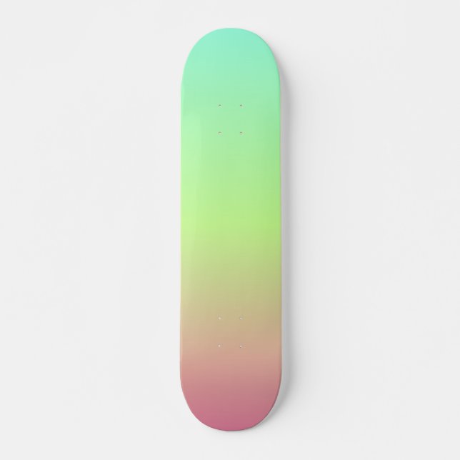 pastel aqua green, pink gradient colours blur skateboard (Front)
