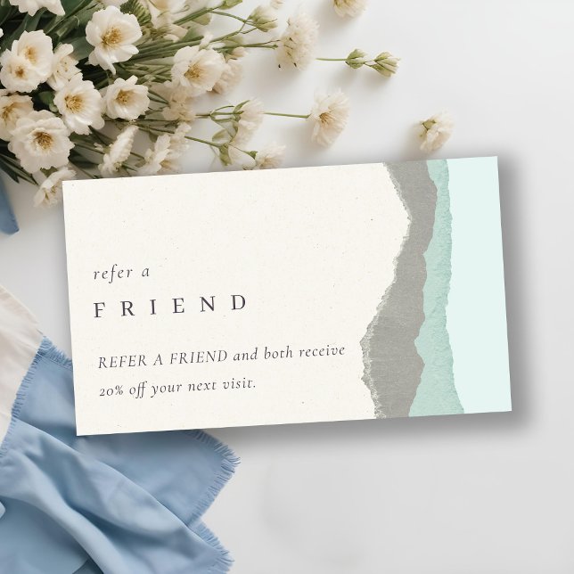 Pastel Aqua Grey  Kraft Mountain Refer a Friend Business Card (Creator Uploaded)