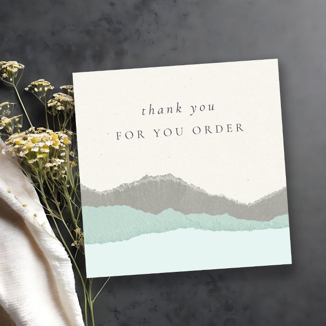 Pastel Aqua Kraft Mountain Thank Your For Order Square Business Card (Creator Uploaded)