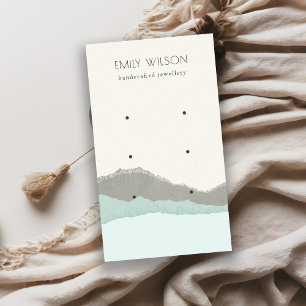Pastel Aqua Kraft Mountain Wave 3 Earring Display Business Card