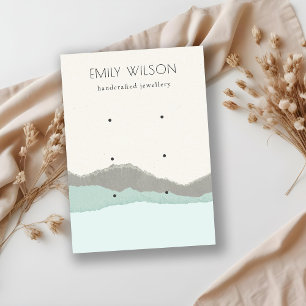 Pastel Aqua Kraft Mountain Wave 3 Earring Display Business Card
