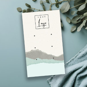 Pastel Aqua Kraft Mountain Wave 3 Earring Display Business Card