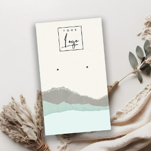 Pastel Aqua Kraft Mountain Wave Earring Display Business Card