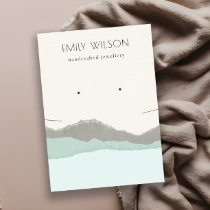 Pastel Aqua Kraft Mountain Wave Earring Necklace Business Card