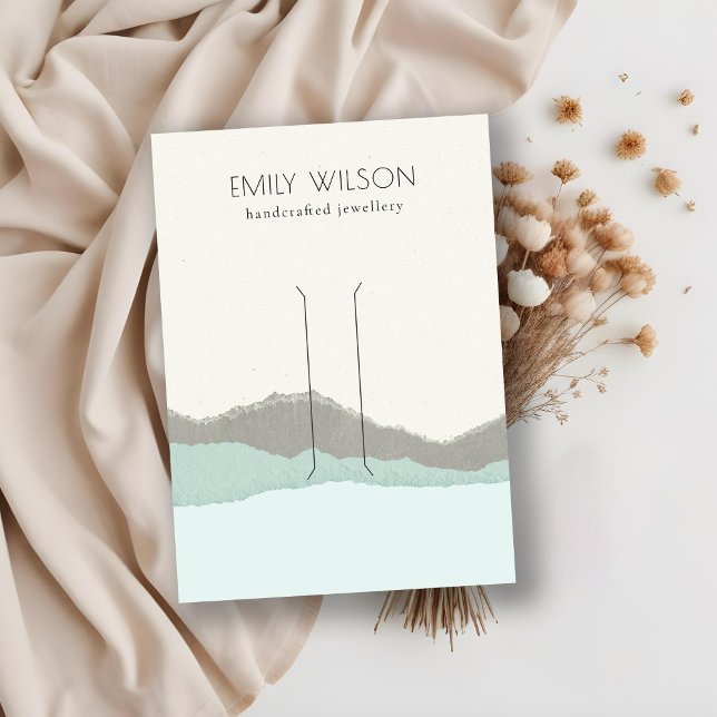 Pastel Aqua Kraft Mountain Wave Hair Clip Display Business Card (Creator Uploaded)