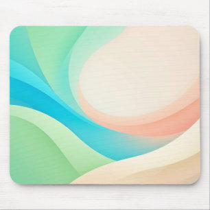 Pastel Aqua Peach Flowing Layers Mouse Pad