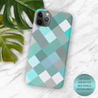 Pastel Aqua Turquoise Jade Green Pixel Block Art