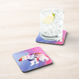 Pastel Arctic Explorer in Watercolour Coaster