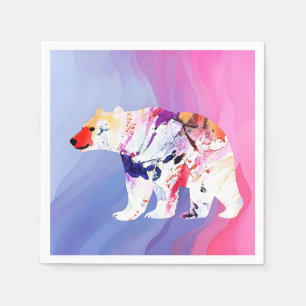 Pastel Arctic Explorer in Watercolour Napkin