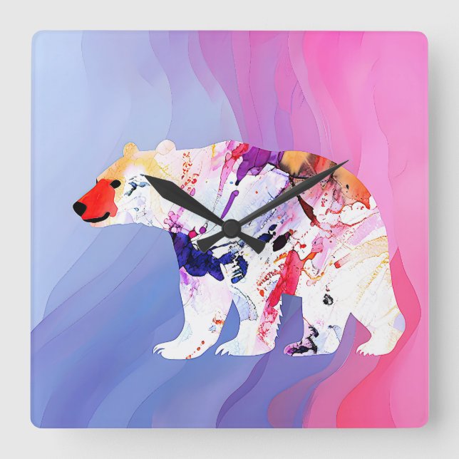 Pastel Arctic Explorer in Watercolour       Square Wall Clock (Front)