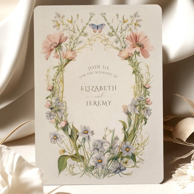 Pastel Art Nouveau Wildflower Wedding Invitation (Creator Uploaded)