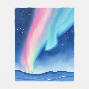 Pastel Aurora Borealis Watercolor Art Fleece Blanket