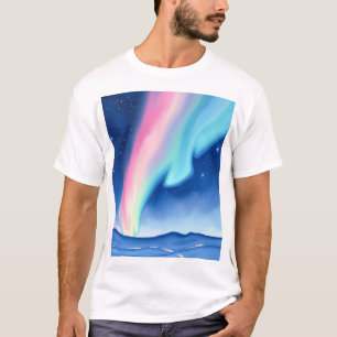 Pastel Aurora Borealis Watercolor Art T-Shirt