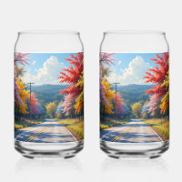 Pastel Autumn Country Road Watercolor